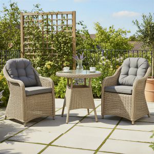 sicilia rattan 2 seat bistro set in sandy oak
