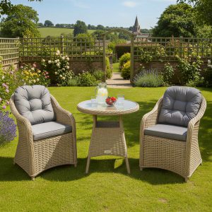 sicilia rattan 2 seat bistro set in sandy oak