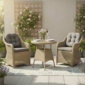 sicilia rattan 2 seat bistro set in sandy oak