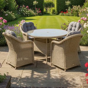 sicilia rattan 4 seat dining set in sandy oak