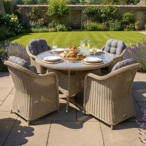 sicilia rattan 4 seat dining set in sandy oak