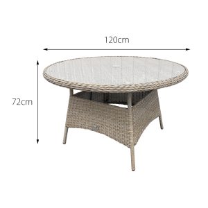 Sicilia Rattan 6 Seat Dining Set in Sandy Oak with 120cm Table