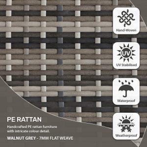 Malta Rattan 9 Seat U-Shape Set in Grey Walnut