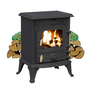 5kw cast iron multifuel stove + firewood starter kit