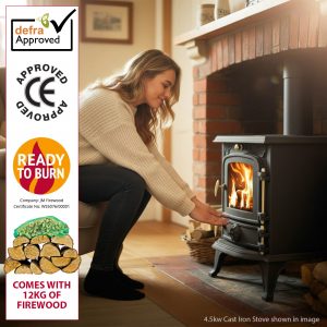 5kw cast iron multifuel stove + firewood starter kit