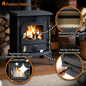 5kw cast iron multifuel stove + firewood starter kit