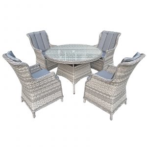 knightsbridge xl rattan 4 seat dining set in dove grey