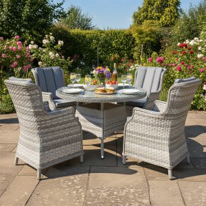 knightsbridge xl rattan 4 seat dining set in dove grey