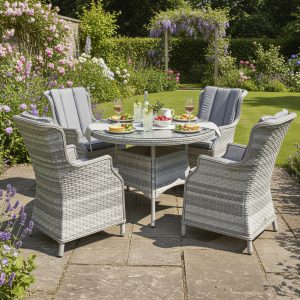 knightsbridge xl rattan 4 seat dining set in dove grey