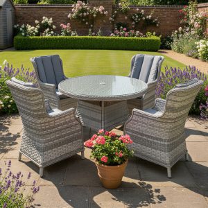knightsbridge xl rattan 4 seat dining set in dove grey