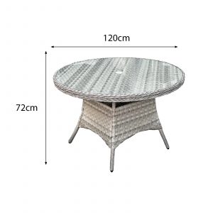 knightsbridge xl rattan 4 seat dining set in dove grey