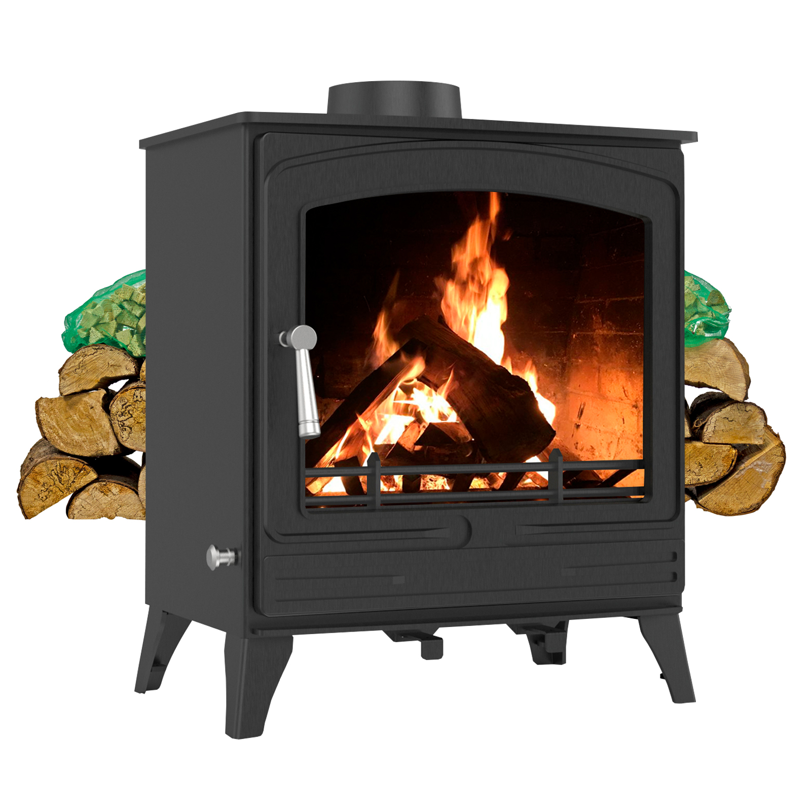 8.5kw steel eco multifuel stove + firewood starter kit