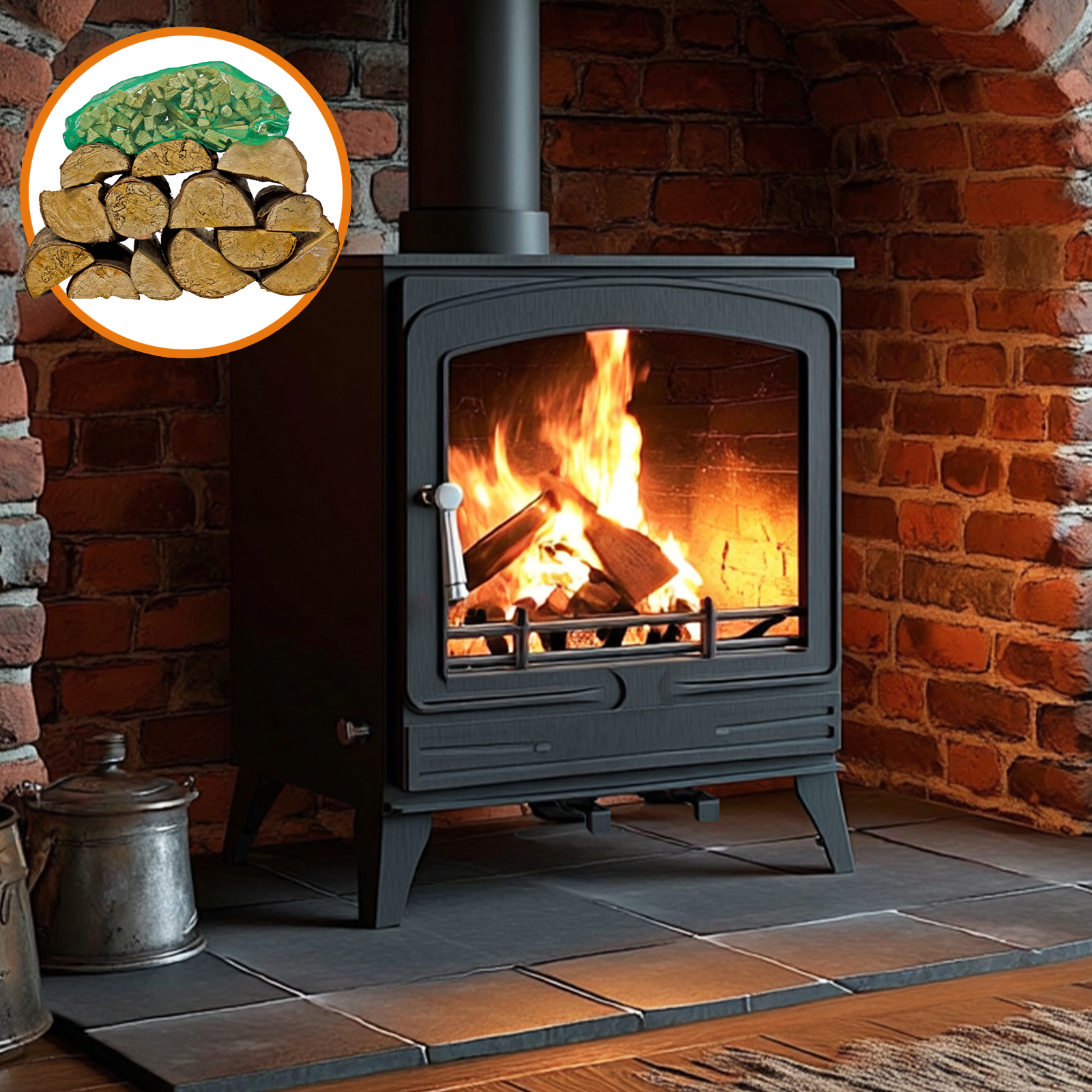 8.5kw steel eco multifuel stove + firewood starter kit