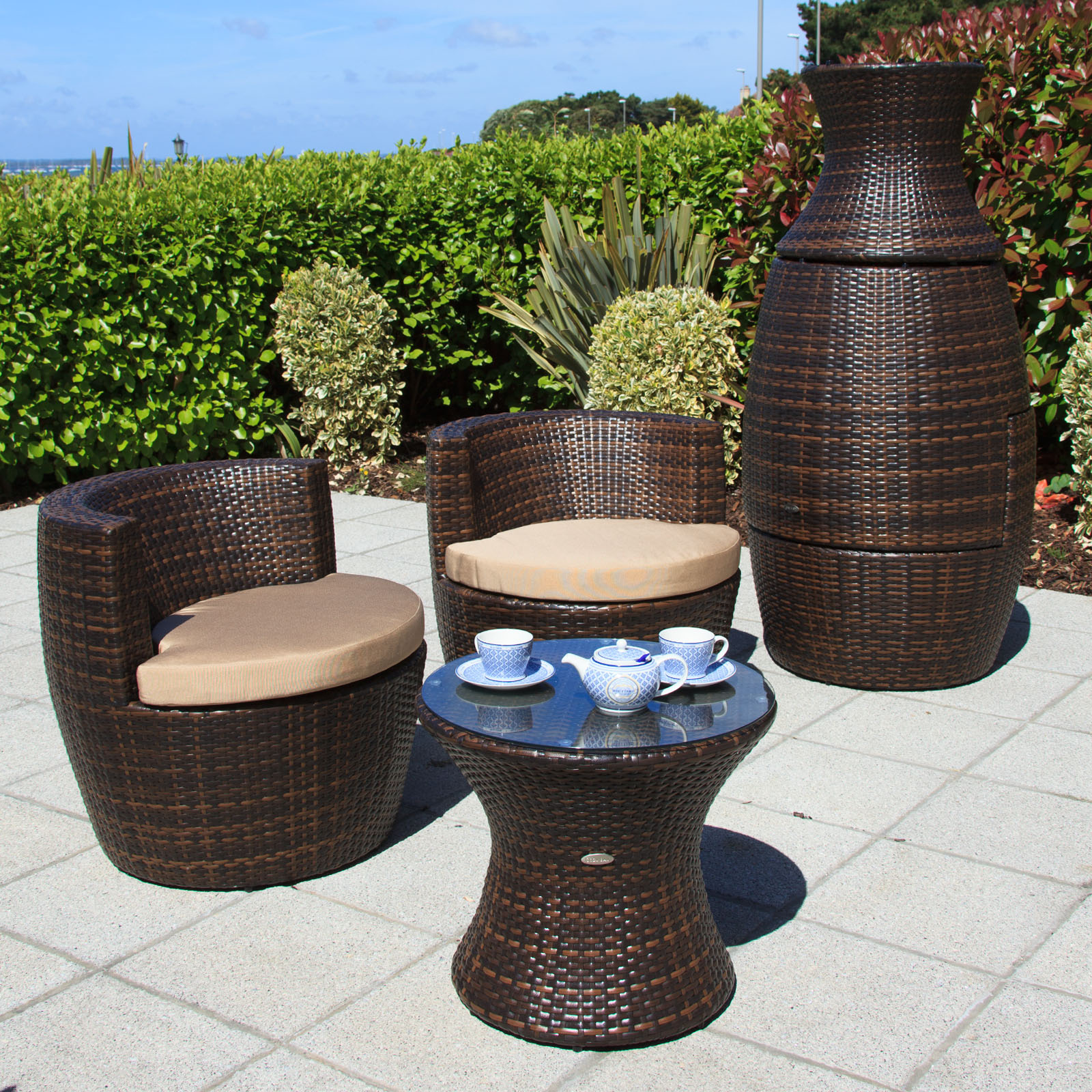 provence rattan 2 seater round tea for two set in cappuccino