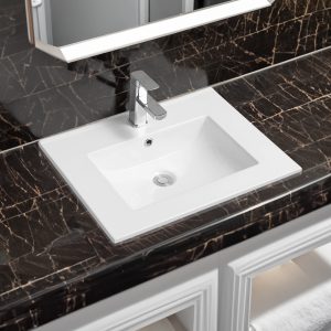4001a ceramic 61cm thin edge inset basin with scooped bowl