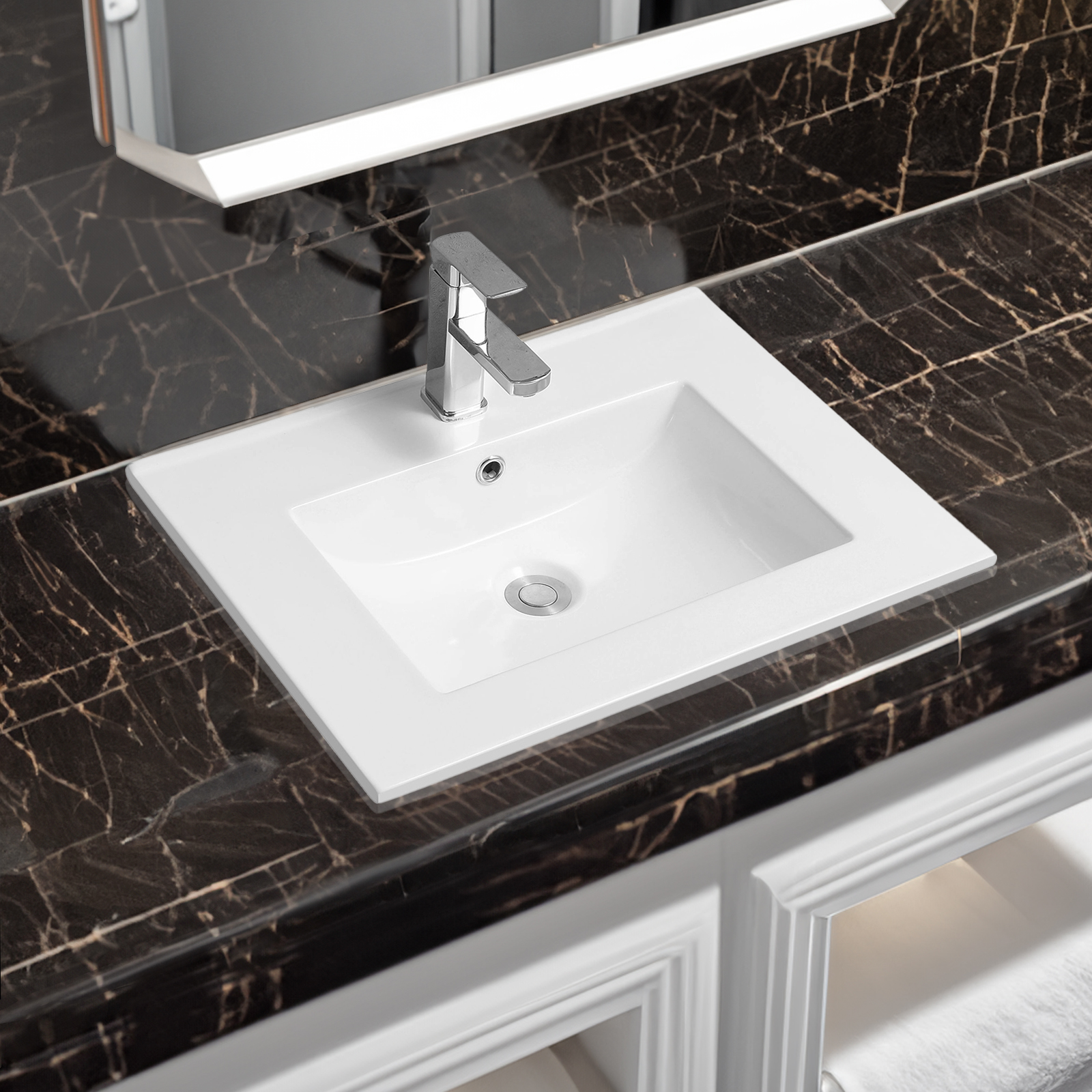 4001a ceramic 61cm thin edge inset basin with scooped bowl