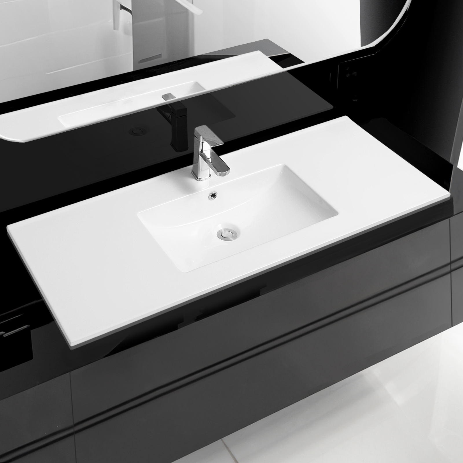 4001a ceramic 121cm thin edge inset basin with scooped bowl