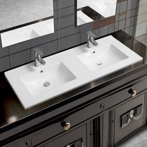 4001a ceramic 121cm thin edge double inset basin with scooped bowl