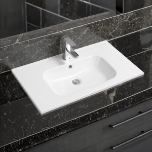 4001a ceramic 81cm thin edge inset basin with scooped bowl