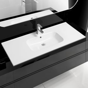 4001a ceramic 91cm thin edge inset basin with scooped bowl