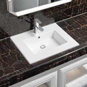 4012 ceramic 61cm thin edge inset basin with rectangular bowl