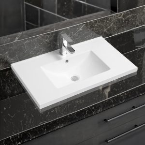 5001 ceramic 81cm mid edge inset basin with scooped bowl