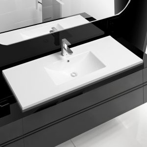 4010 ceramic 101cm thin edge inset basin with oval bowl