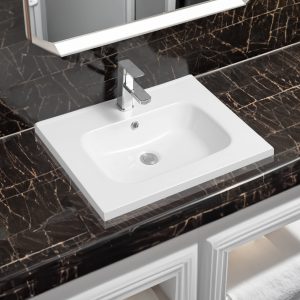 5414 ceramic 61cm mid edge inset basin with oval bowl