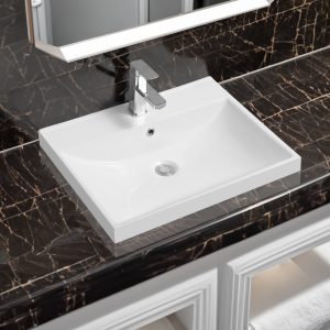 4012 ceramic 101cm thin edge inset basin with rectangular bowl