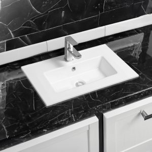 4024a ceramic 61cm thin edge inset basin with rectangular bowl
