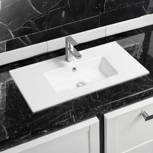 5001 ceramic 121cm mid edge double inset basin with scooped bowl