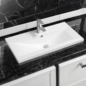 5004 ceramic 81cm mid edge inset basin with dipped bowl