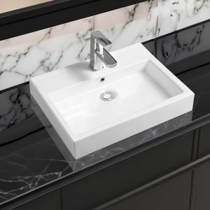 7549 ceramic 51cm thick edge inset basin with rectangular full bowl