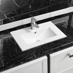 4003 ceramic 61cm thin edge inset basin with deep scoop