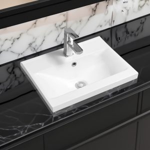 5004 ceramic 51cm mid edge inset basin with dipped bowl