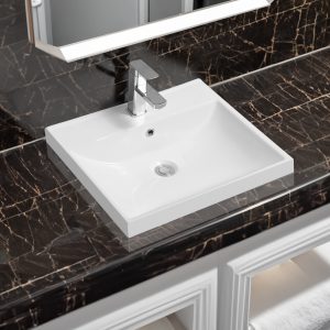 5409 ceramic 51cm thick edge inset basin with scooped full bowl