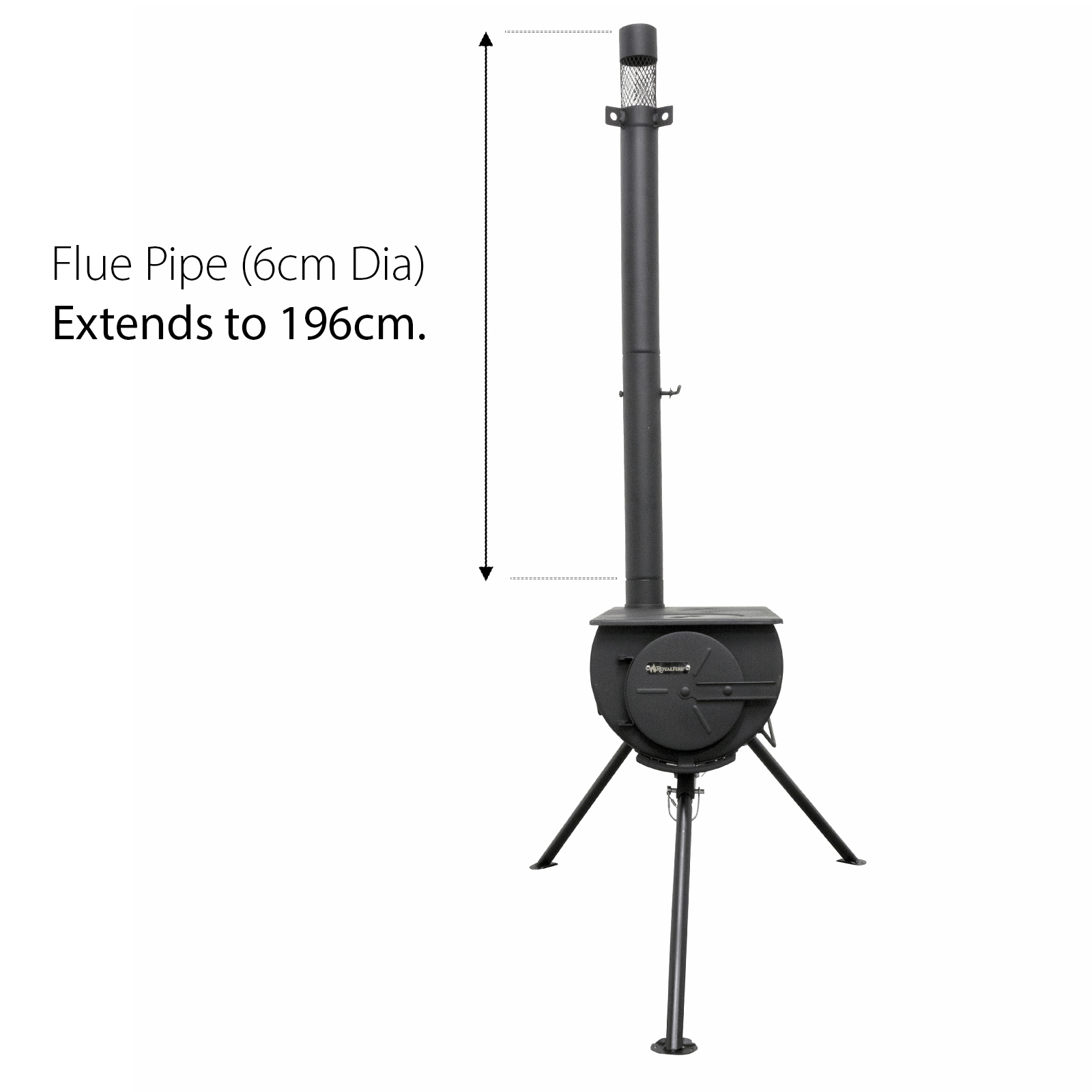 orion portable tri pod tent stove in black