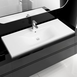 5001 ceramic 101cm mid edge inset basin with scooped bowl