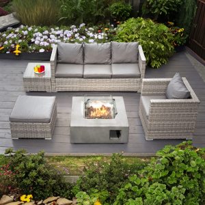 majorca rattan 2 seat recliner tea for two set in dove grey with stools