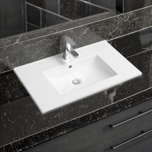 4001a ceramic 76cm thin edge inset basin with scooped bowl