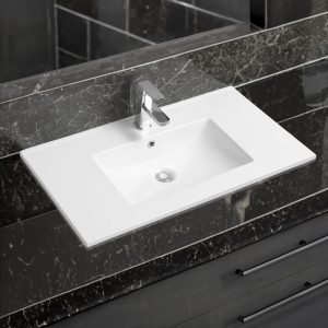 4001a ceramic 91cm thin edge inset basin with scooped bowl