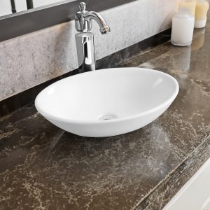 5089 ceramic 61cm thin edge inset basin with dipped bowl