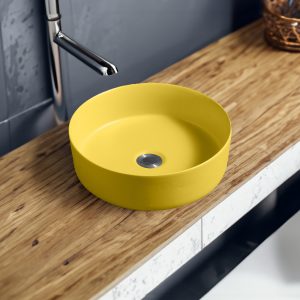 7844 ceramic vert round countertop basin in yellow