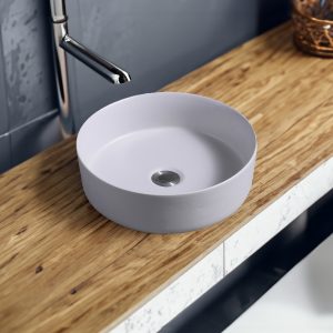 7844 ceramic vert round countertop basin in cement