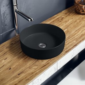7844 ceramic vert round countertop basin in matte black