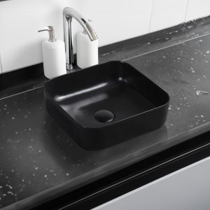 7839 ceramic vert square countertop basin in matte black