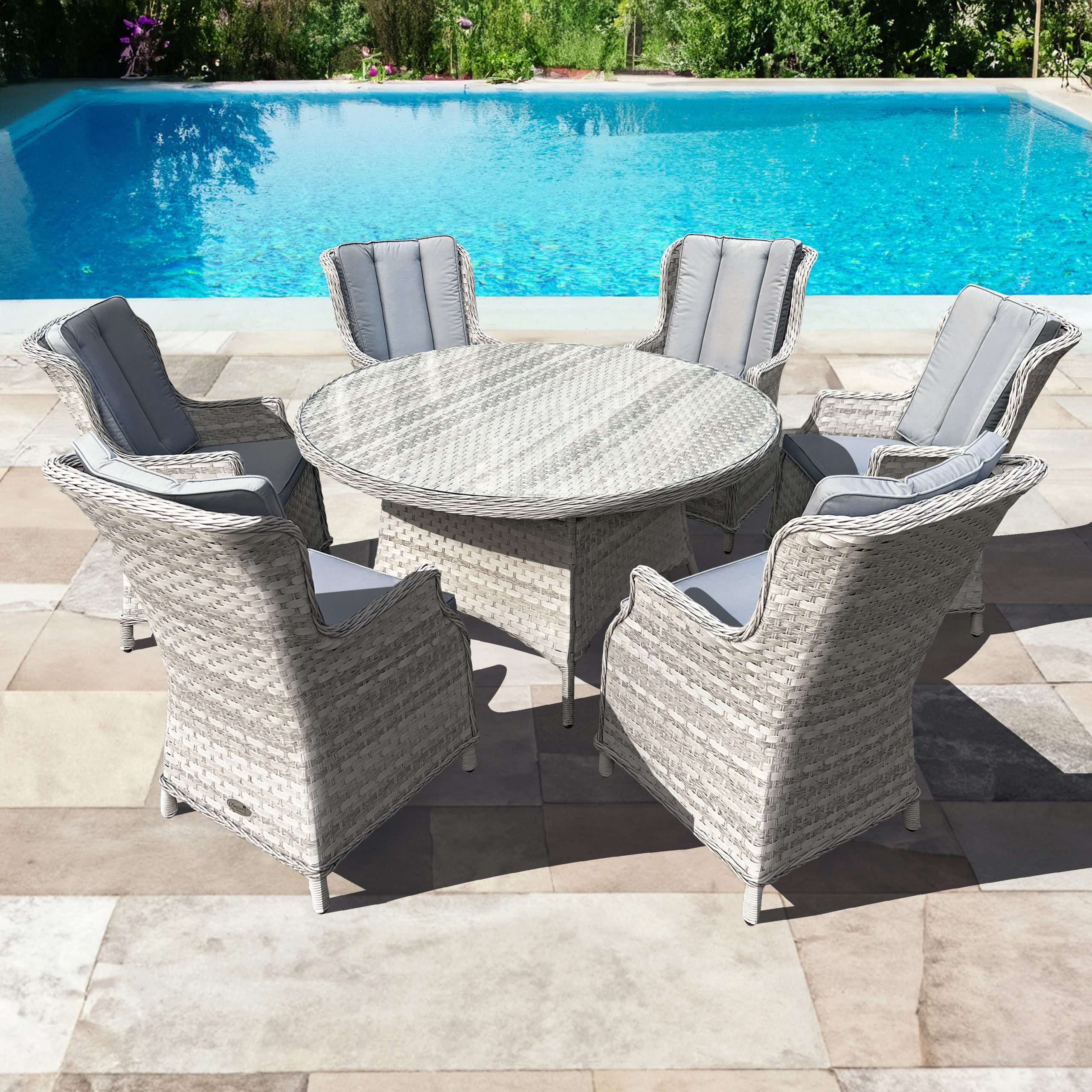 knightsbridge xl rattan 4 seat dining set in dove grey