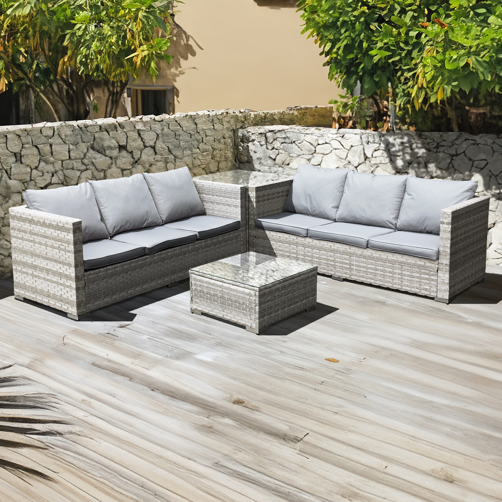 malta rattan 6 seat corner set in dove grey