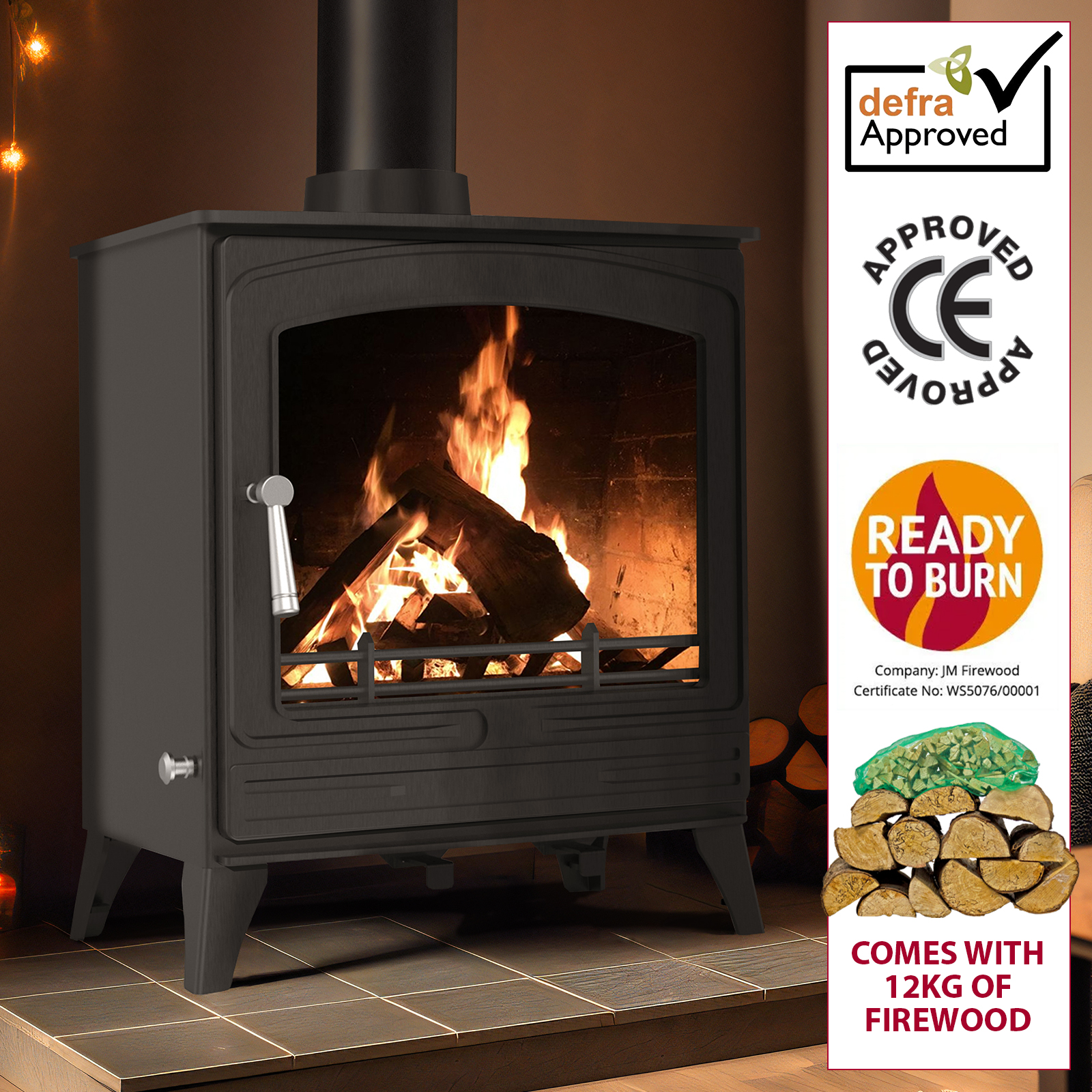 8.5kw steel eco multifuel stove + firewood starter kit