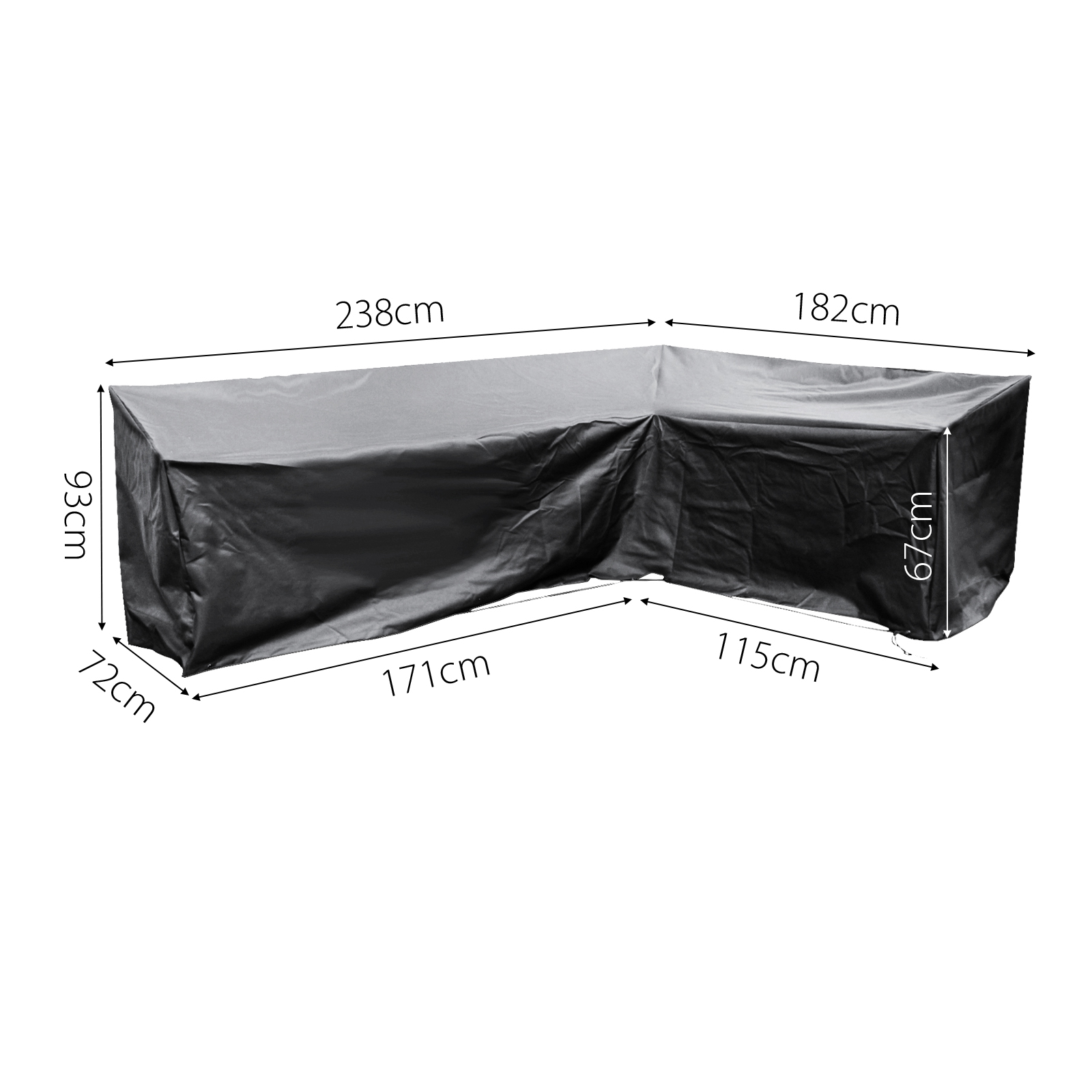 ezbreathe large right l shape sofa cover in black